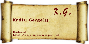 Krály Gergely névjegykártya